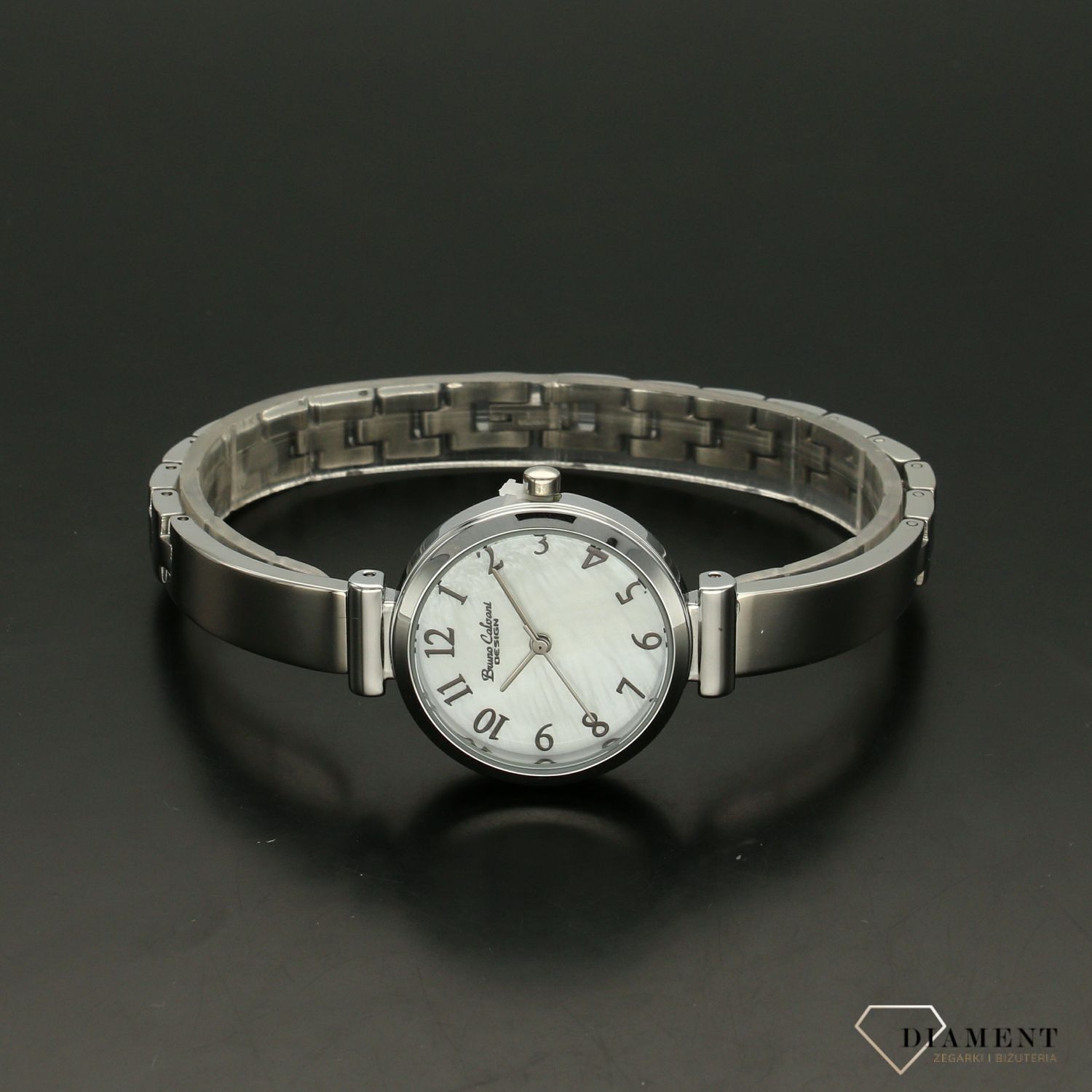 Zegarek damski BRUNO CALVANI srebrny pełowa tarcza BC9500 SILVER. Złoty zegarek damski z piękną biała tarczą perłową. Zegarek damski zachowany w eleganckiej kolorystyce. Zegarek damski w srebrnej kolorystyce (2).jpg